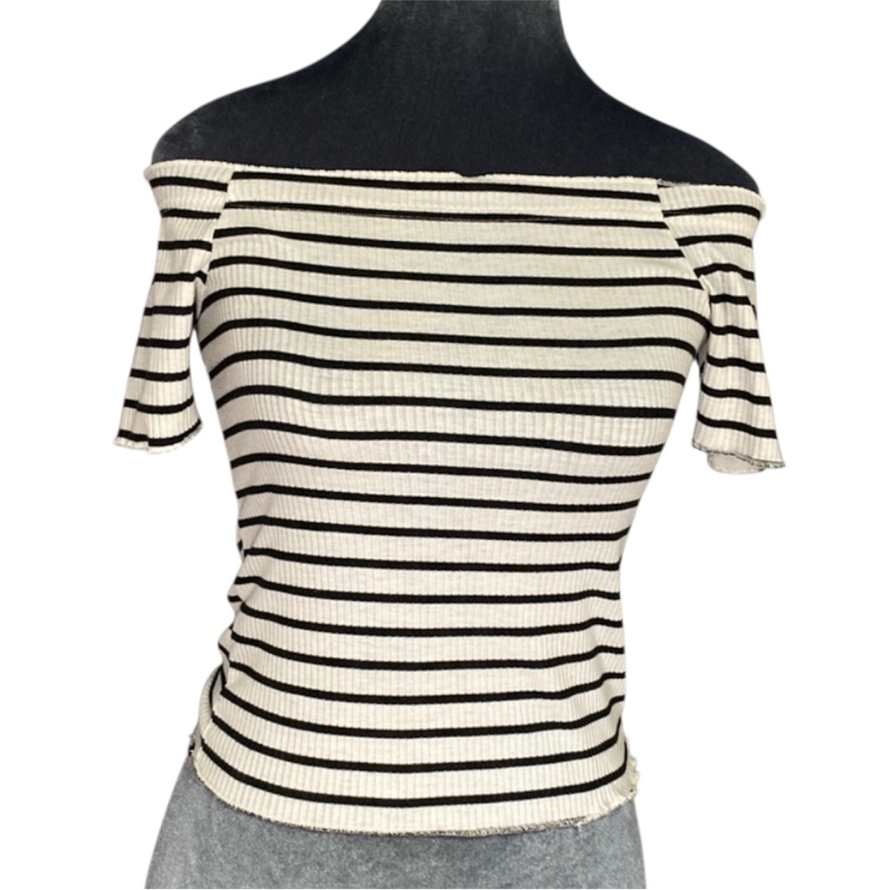 SHEIN Striped Off-the-shoulder Crop Top Size Small